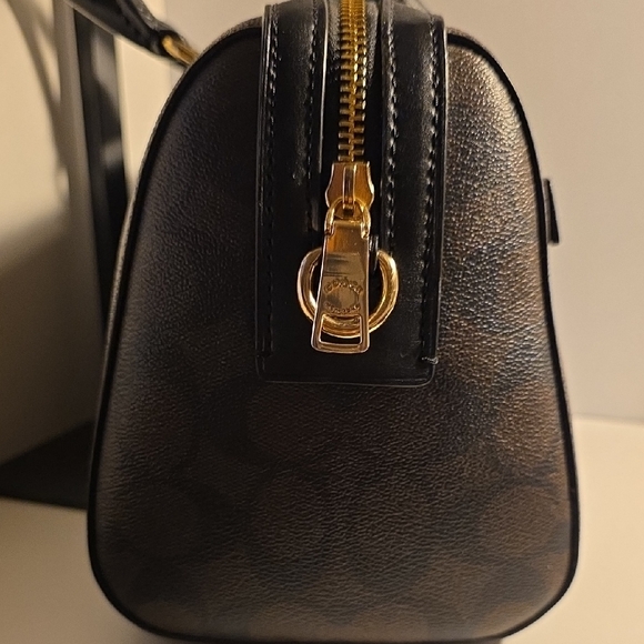 Coach Brown and Black Crossbody Bag with Signature Monogram - Picture 3 of 16